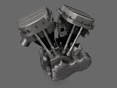 Panhead Harley Motorcycle Engine 3D model