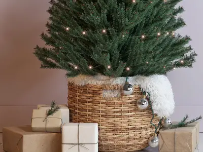 Christmas tree decorative set 3D model