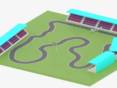 Cartoon Race Track 3D model