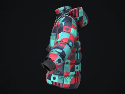 Snowboarding winter jacket Low-poly 3D model