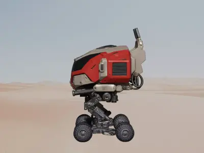 Textured Sci-Fi Rover Vehicle 3D Model Space Exploration Car 3D print model