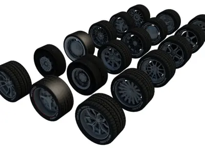 Wheels Pack 1 Low-poly 3D model