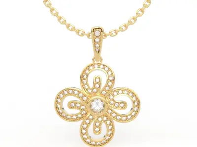 Clover Necklace Pendant 3D print model