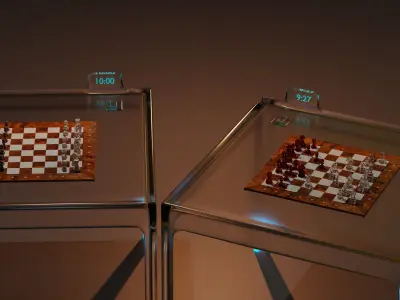 Chess two pieces on board Low-poly 3D model