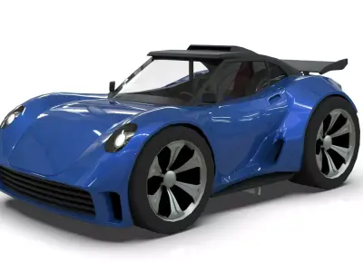 Cartoon Vehicle - Youtube timelapse modeling   Low-poly 3D model