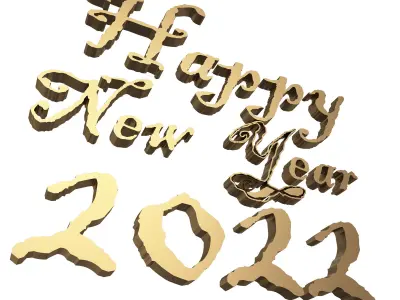 Happy New Year 2022 02 Low-poly 3D model