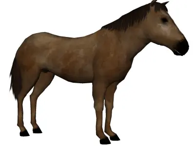 Lowpoly Brown Horse  Animated for VR AR Games  Low-poly 3D model