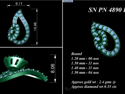 Pendant Earrings combo - 4890 3D print model