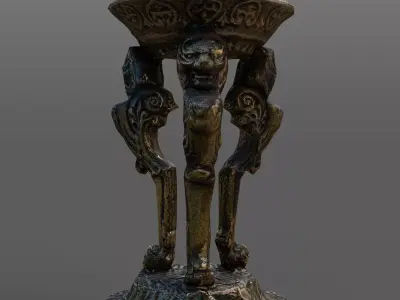 old lion candlestick  Low-poly 3D model