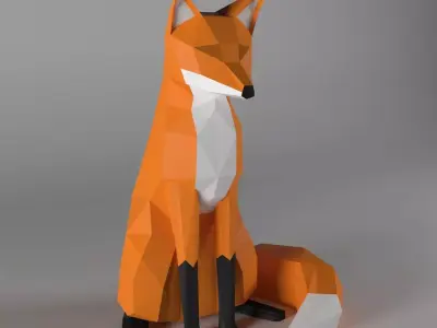fox low poly style Low-poly 3D model