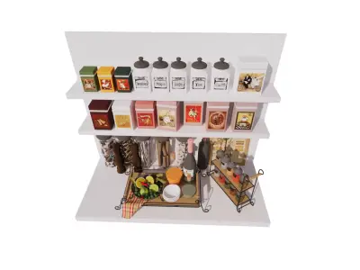 3D Interior Kitchen  Low-poly 3D model