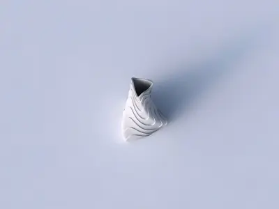 Vase twist tilted triangle with horizontal wavy layers 3D print model