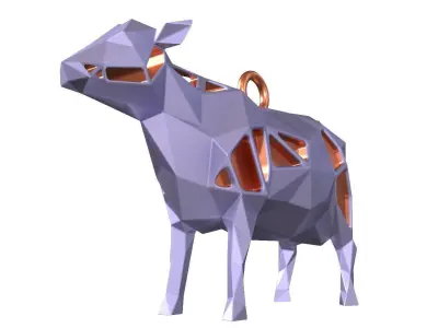 Animal Charm Cow Pendant 3D print model