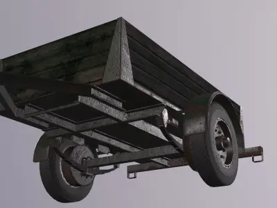 Trailer wooden wagon Low-poly 3D model