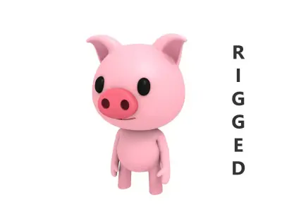 Rigged Pig 3D model