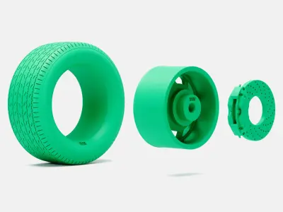 15x8 Bassett D-Hole Wheel Goodyear Blue Streak 700 Tire 3D print model