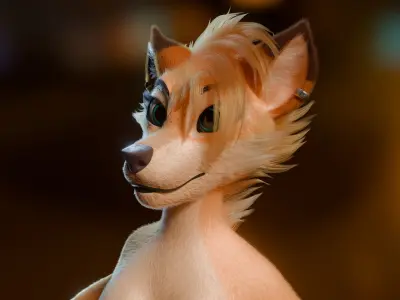 Junie Anthro Fox Low-poly 3D model