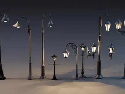 Street Light Pack Gameready Low-poly 3D model