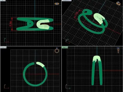 Safety pin jewelry ring 3D model 3D print model