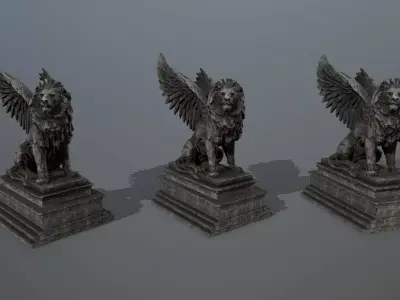 lion statue Low-poly 3D model