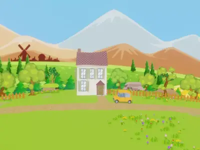 House of my anime project Low-poly 3D model