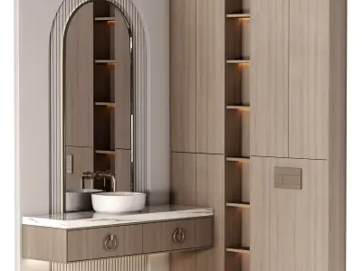 Bathroom furniture N028 in Neoclassic and Modern style Low-poly 3D model