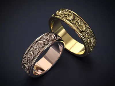 WEDDING RINGS WITH ORNAMENTS 1 3D print model