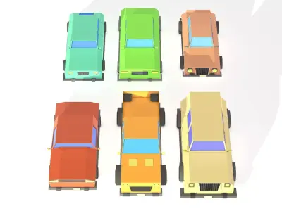 Pack of Low Poly Cars Low-poly 3D model
