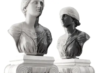 Golden half woman bust 3D model