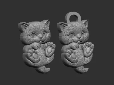 cute cat keychain cnc model 3D print model