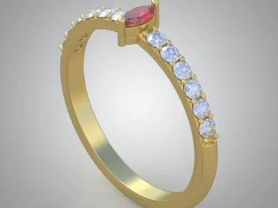 Diamond ring 0478 3D printable model Free 3D print model