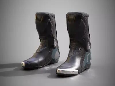Motorcycle racing boots black Low-poly 3D model