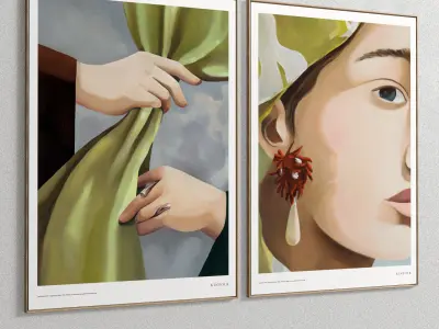 Plaster Two Photo Frame E-24 Low-poly 3D model