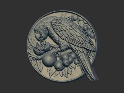parrot round frame baserelife model 3D print model