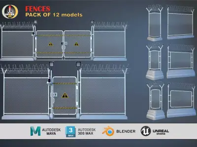 fence 01 Low-poly 3D model