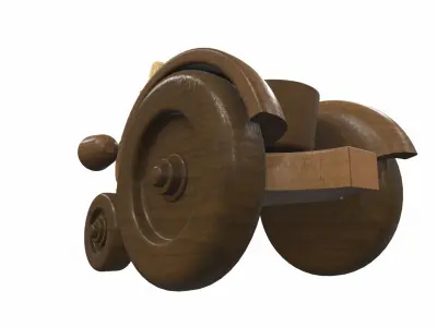 Wooden tractor toy 9 Free 3D model