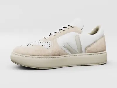 Casual Sneaker Leather Veja Style - White Beige Low-poly 3D model
