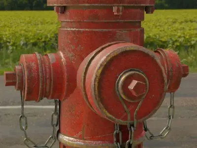 Fire hydrant realistic 2K textures Low-poly 3D model