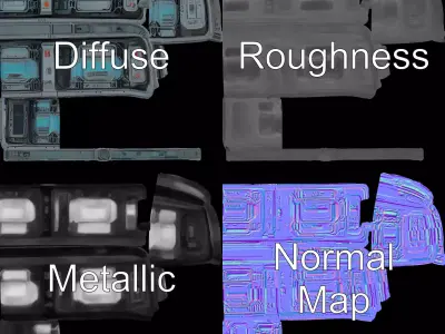 Futuristic Corridor model pack Low-poly 3D model