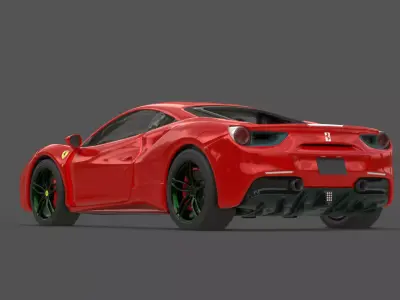 2016 Ferrari 488 GTB 3D Model Italian Supercar Turbo V8 Low-poly 3D model