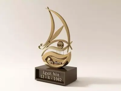 Nile Boat Golden Trophy 3D model