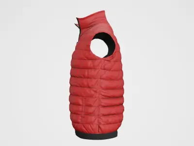 Jacket Sleeveless Puffed Red Low-poly 3D model