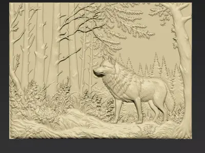 A Wolf in the Forest A116 3D print model