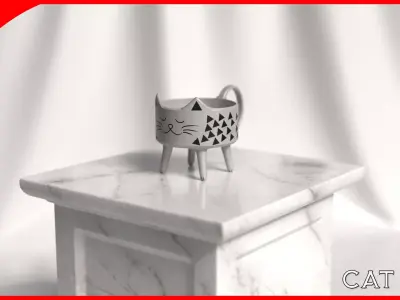 Funny Cat Coffee Cup Low-poly 3D model