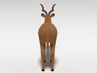 Low Poly Cartoon Greater Kudu Antelope Low-poly 3D model