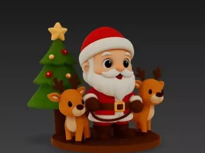 Santa and Friends  Christmas 3D Scene 3D print model