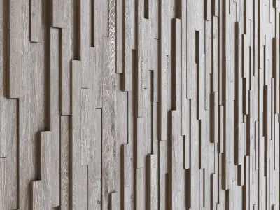 Wall wood long rail n1 3D model