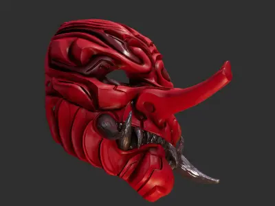 Tengu Teeth Oni Mask 16 Demon Full Face 3D print model