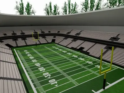 American football stadium Low-poly 3D model 2
