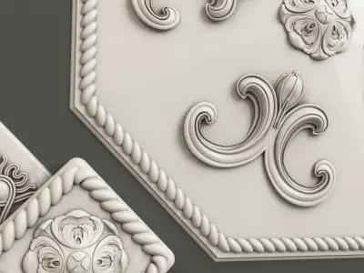 Rosette 1 octagonal ceiling medallion 3D model